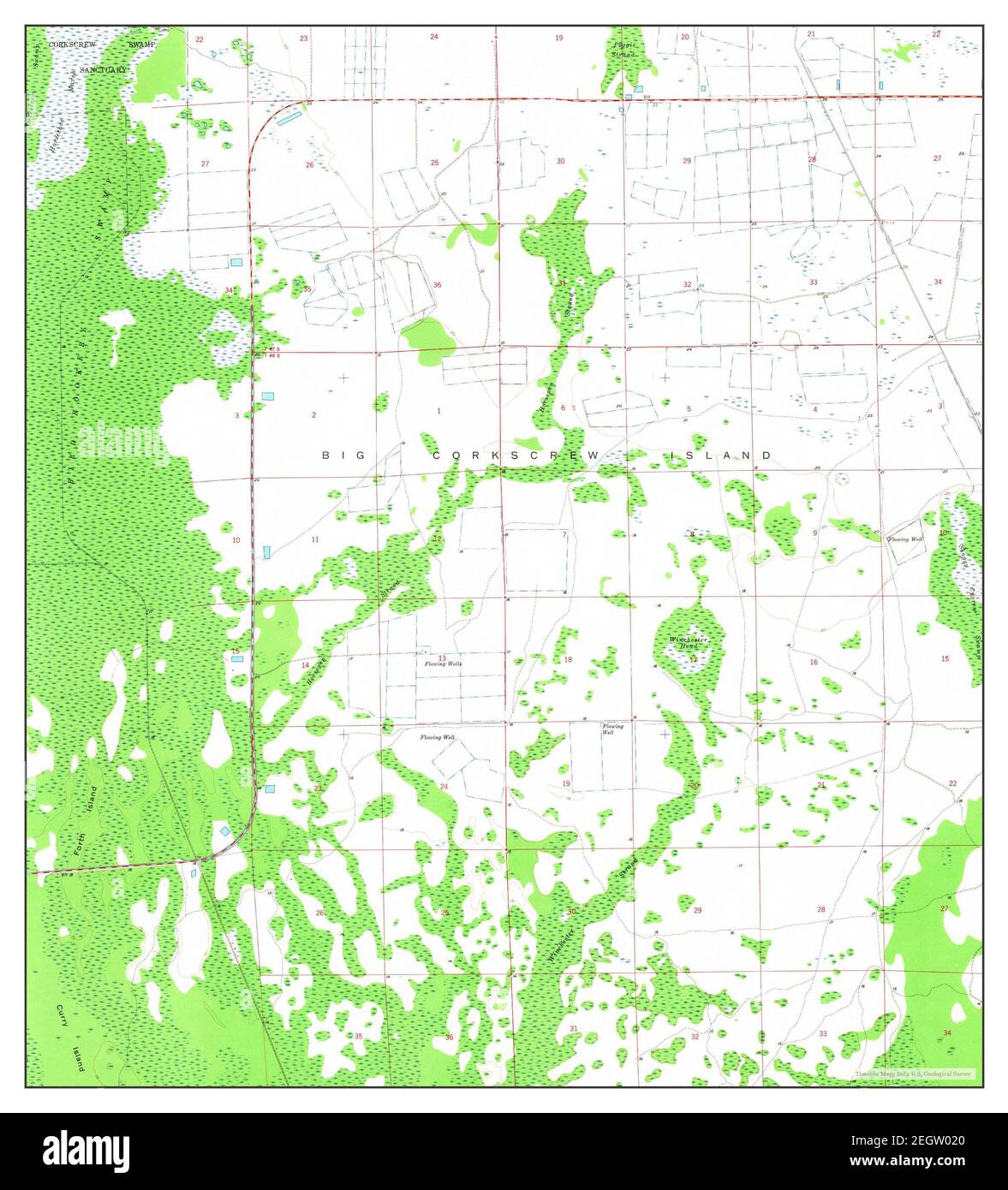 Corkscrew SE, Florida, map 1958, 1:24000, United States of America by Timeless Maps, data U.S. Geological Survey Stock Photo