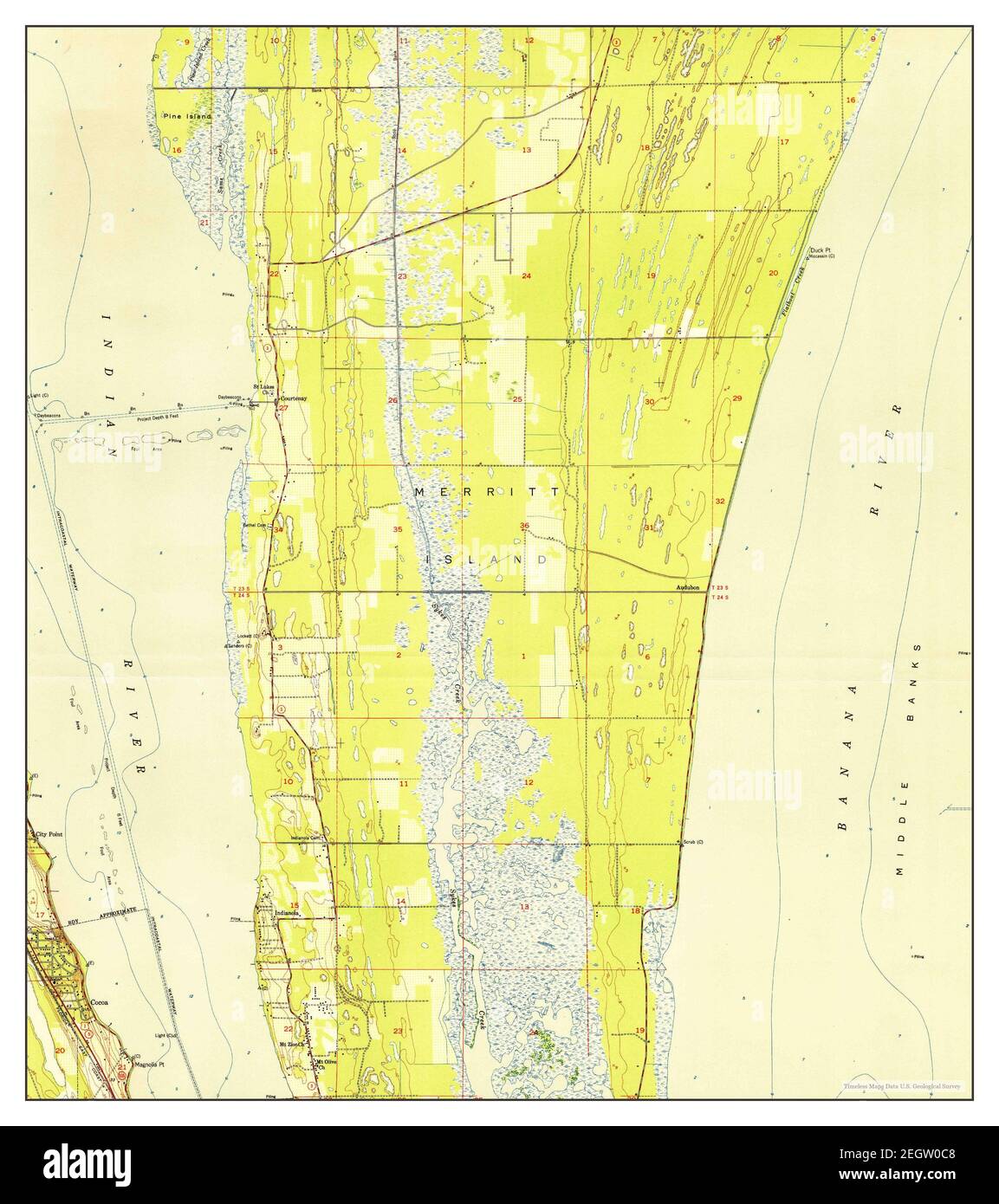 Courtenay, Florida, map 1951, 124000, United States of America by Timeless Maps, data U.S