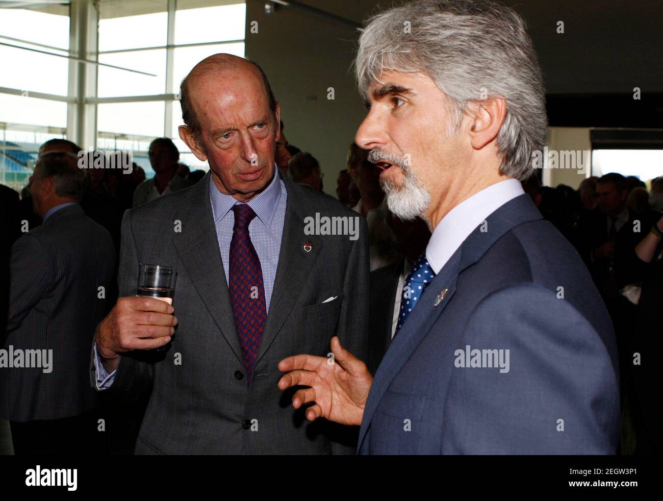 Formula One - F1 - Official launch of The Silverstone Wing  - The Silverstone Wing, Silverstone Circuit, Northamptonshire, NN12 8TN  - 17/5/11  HRH Duke of Kent and Former Formula One Driver Damon Hill (R) before the opening ceremony  Mandatory Credit: Action Images / Peter Cziborra  Livepic Stock Photo