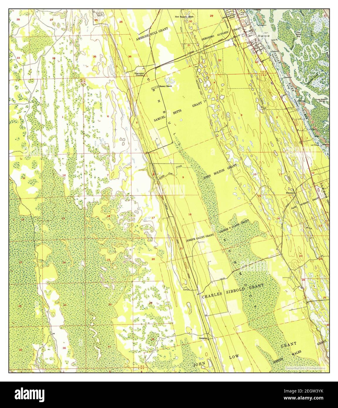 Edgewater florida map hi res stock - Edgewater Florida Map 1950 124000 United States Of America By Timeless Maps Data Us Geological Survey 2EGW3YK 