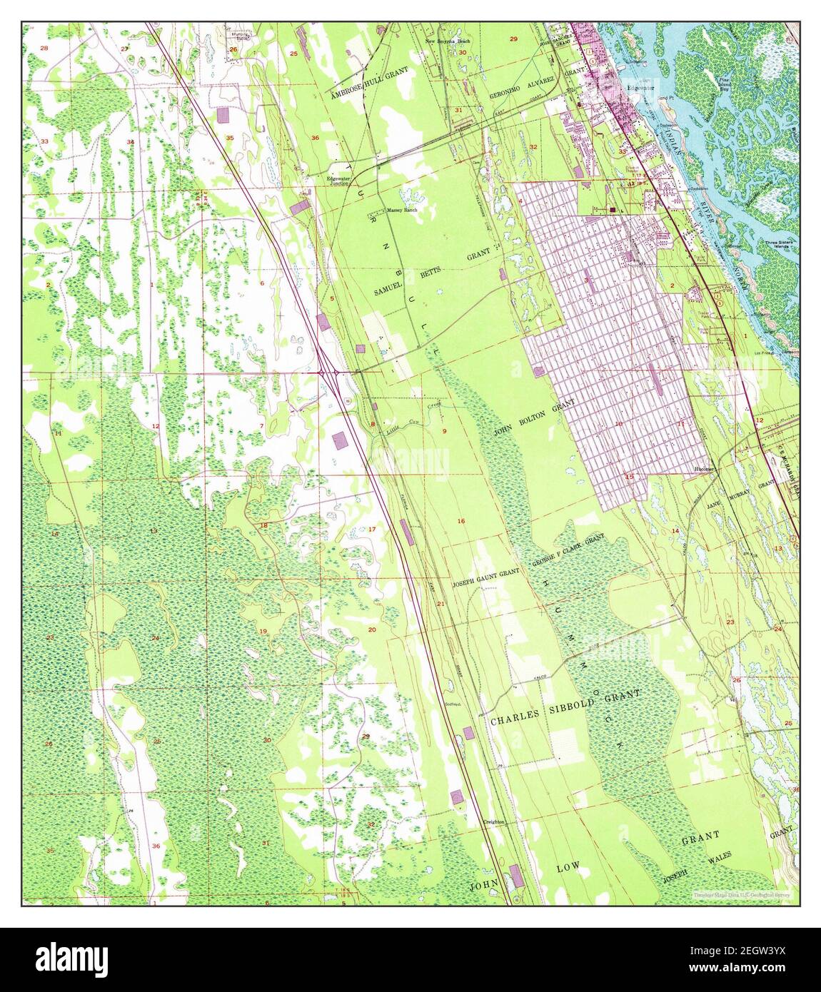Edgewater florida map hi res stock - Edgewater Florida Map 1950 124000 United States Of America By Timeless Maps Data Us Geological Survey 2EGW3YX 