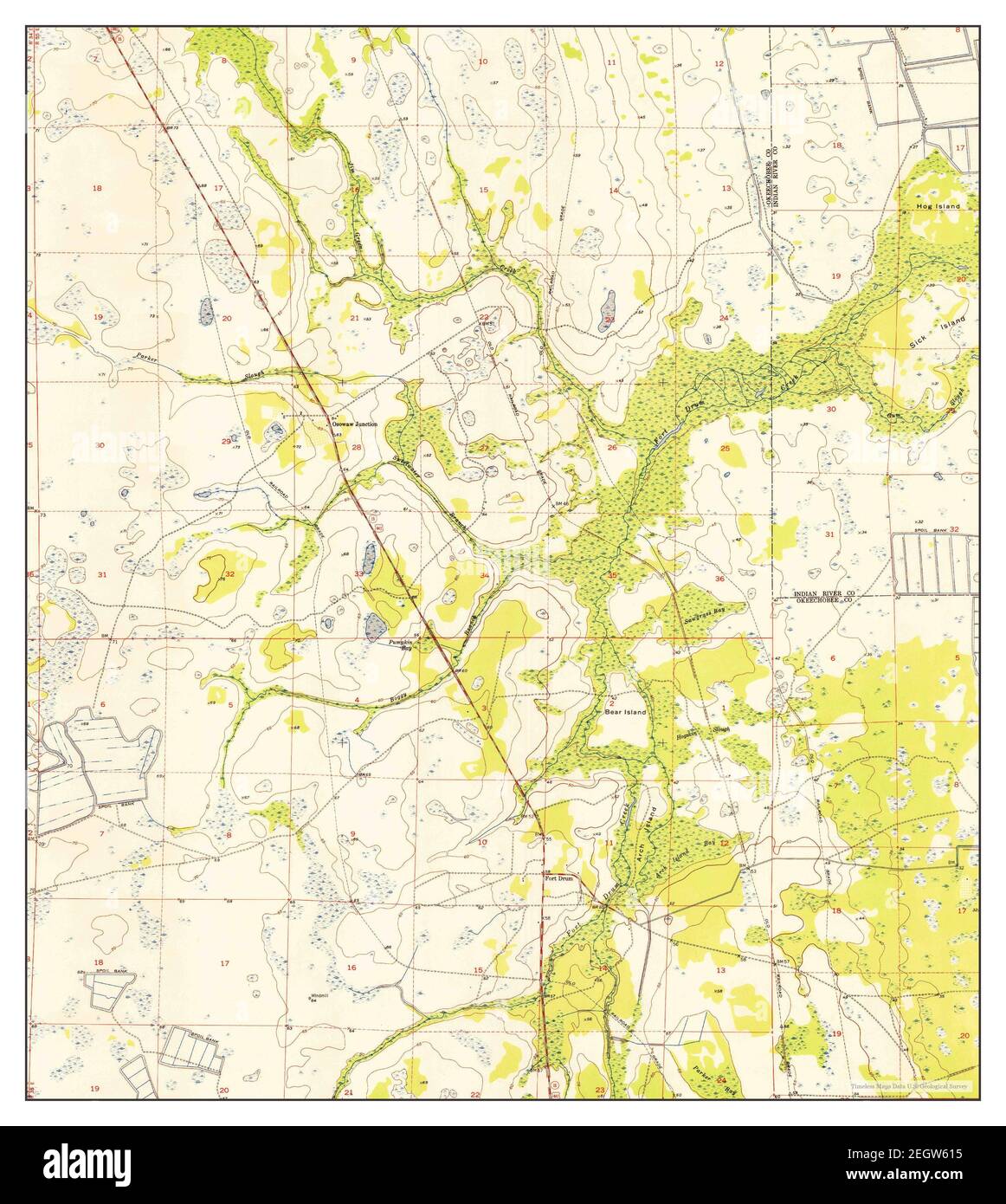 Fort Drum, Florida, map 1953, 124000, United States of America by