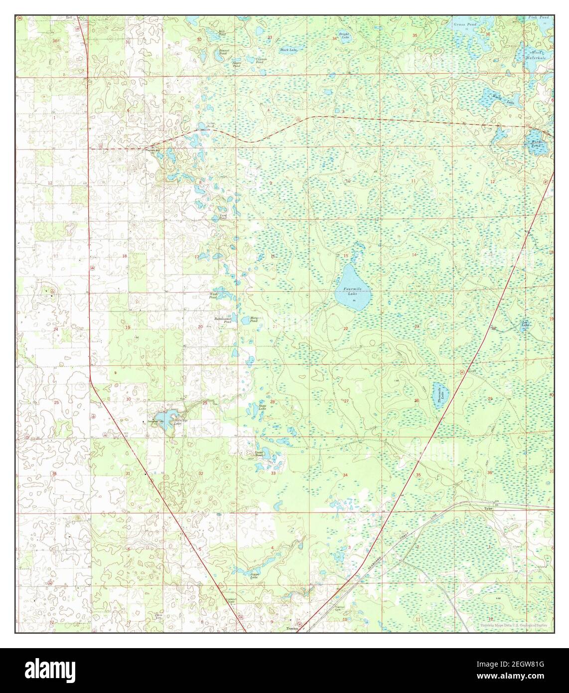 Fourmile Lake, Florida, map 1968, 1:24000, United States of America by Timeless Maps, data U.S. Geological Survey Stock Photo