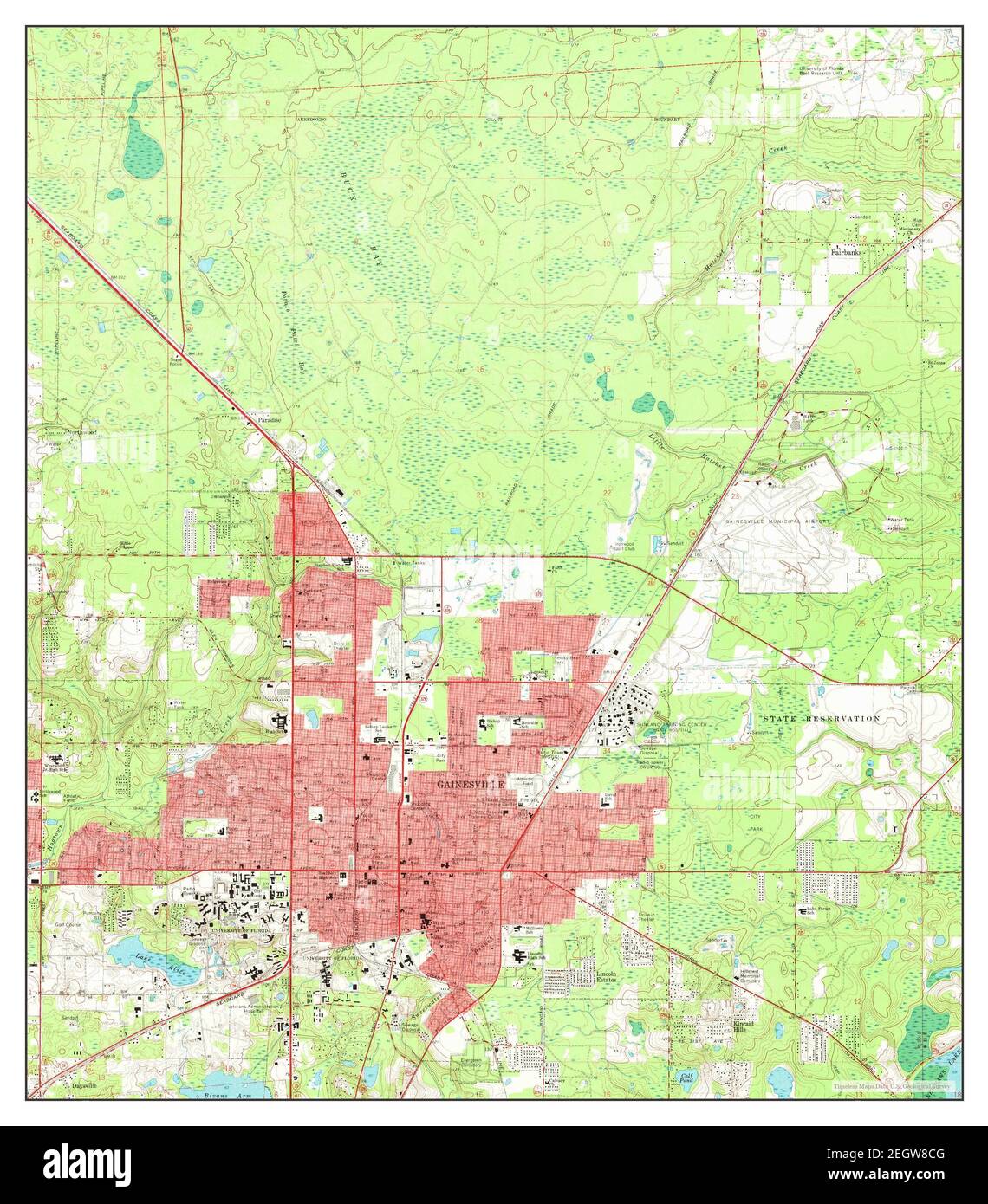 Gainesville East, Florida, map 1966, 124000, United States of America
