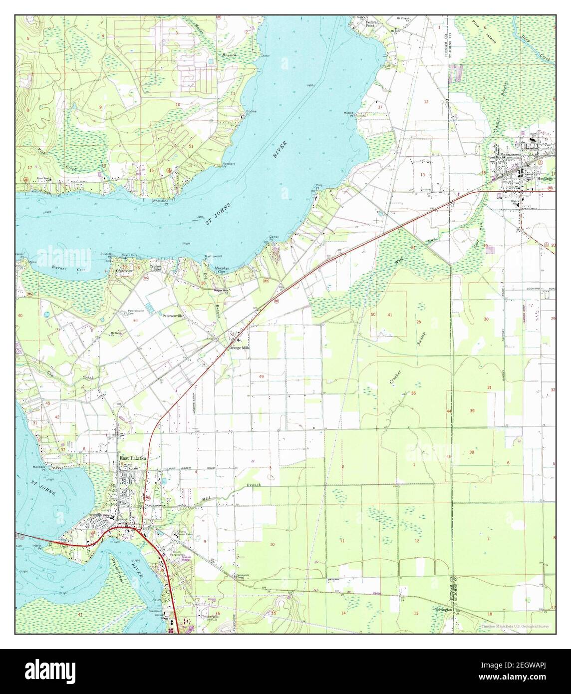 Hastings, Florida, map 1968, 124000, United States of America by