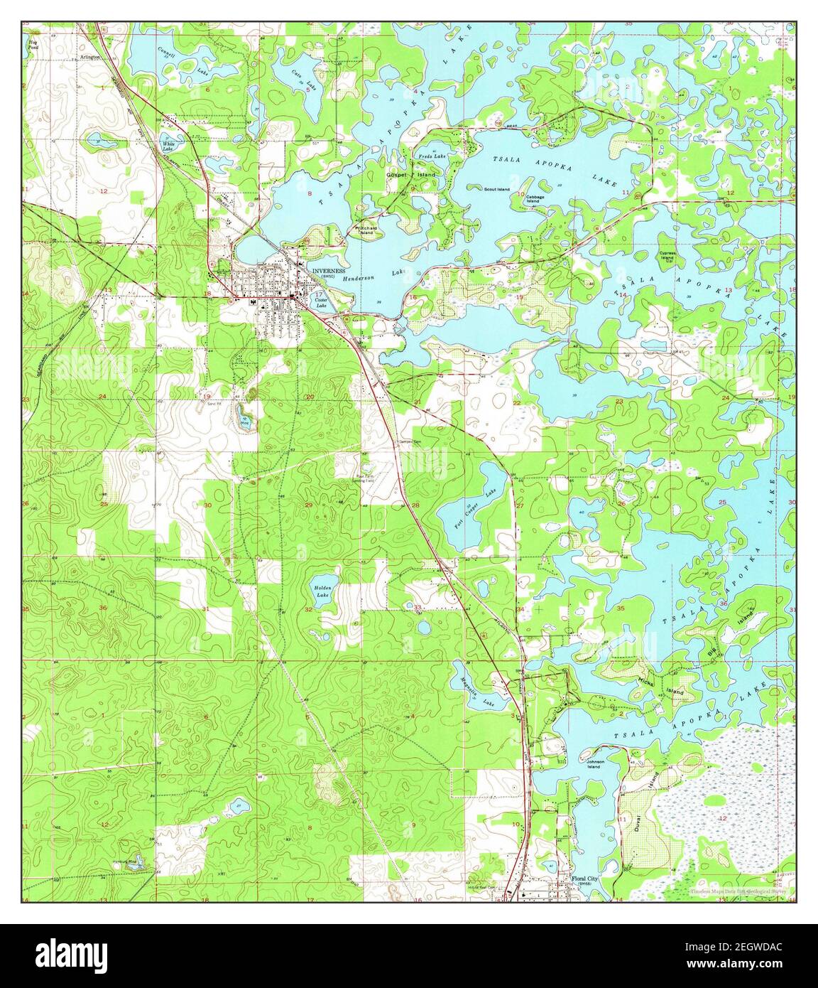 Inverness, Florida, map 1954, 1:24000, United States of America by Timeless Maps, data U.S. Geological Survey Stock Photo