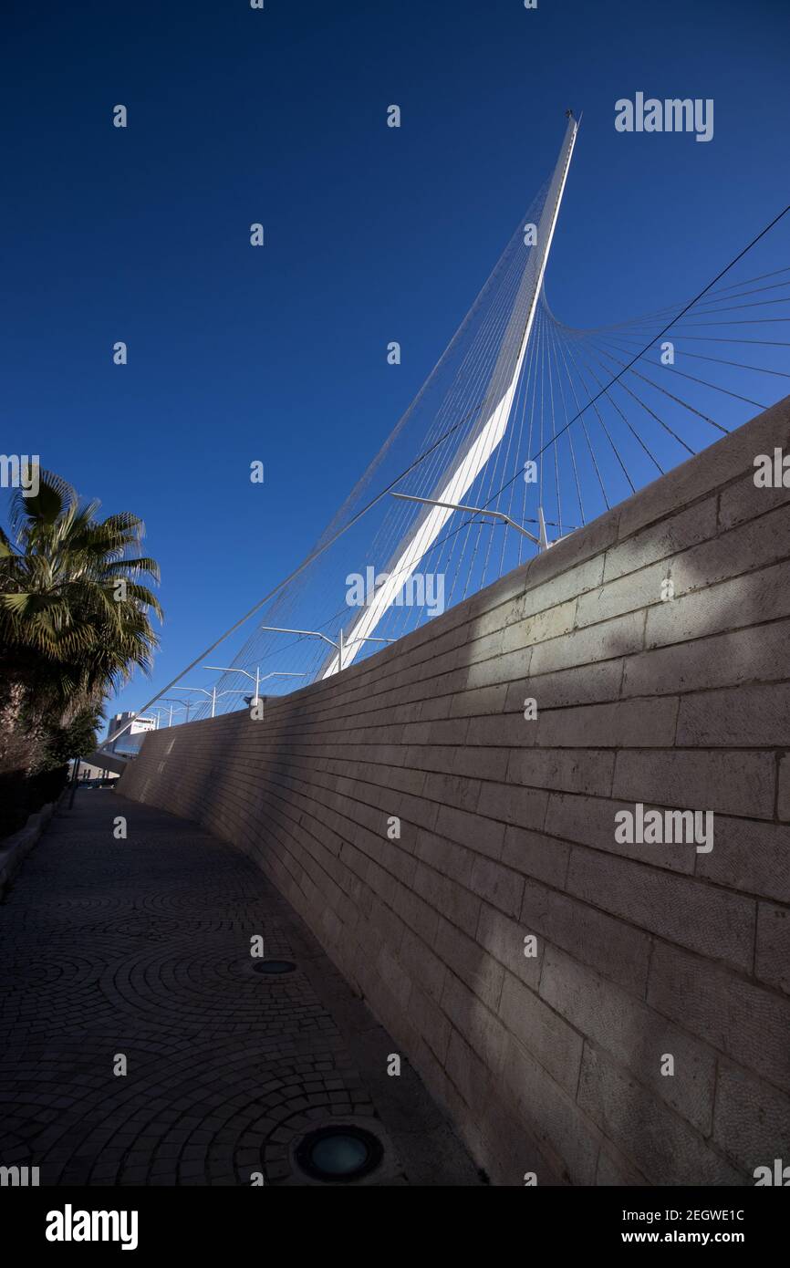 The famous String Bridge at the main entrance to the city of Jerusalem ...