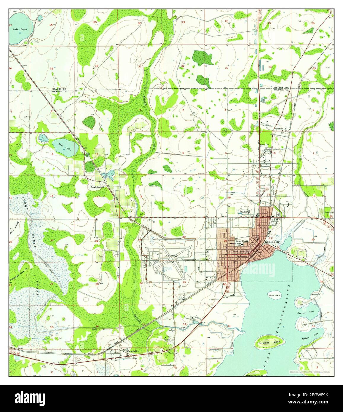 Kissimmee, Florida, map 1953, 1:24000, United States of America by Timeless Maps, data U.S. Geological Survey Stock Photo