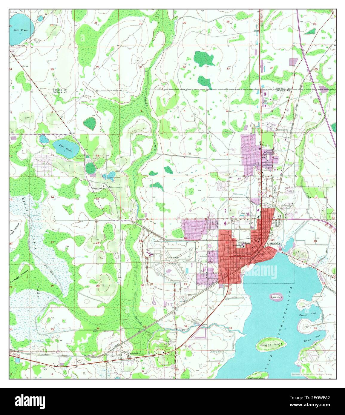 Kissimmee, Florida, map 1953, 124000, United States of America by