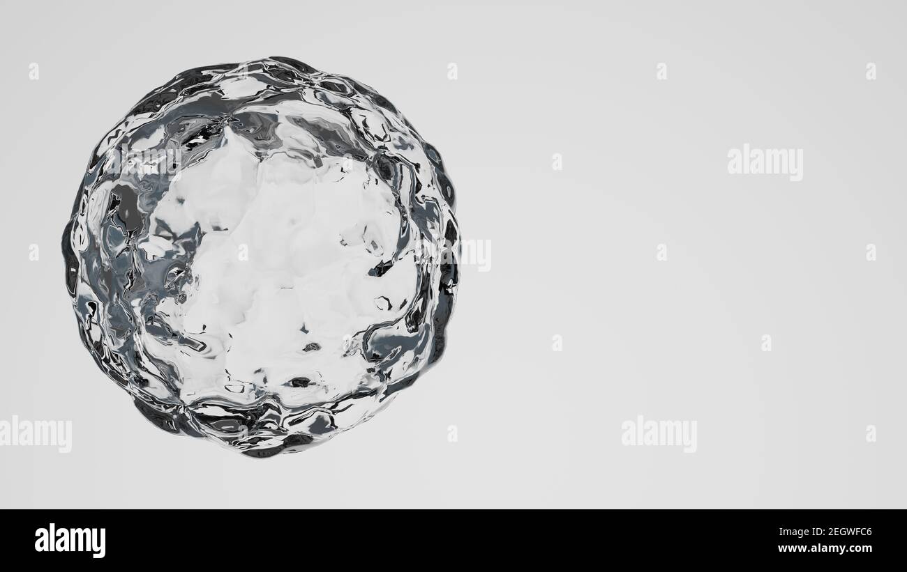 Water blob isolated on white background closeup. 3D CGI Stock Photo