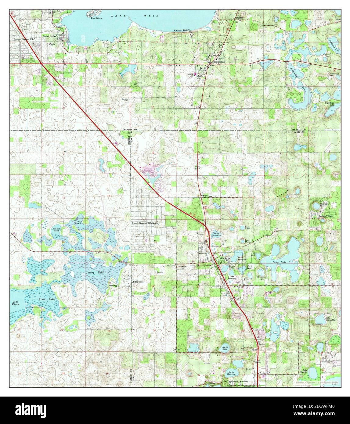 Lady Lake, Florida, map 1966, 1:24000, United States of America by Timeless Maps, data U.S. Geological Survey Stock Photo