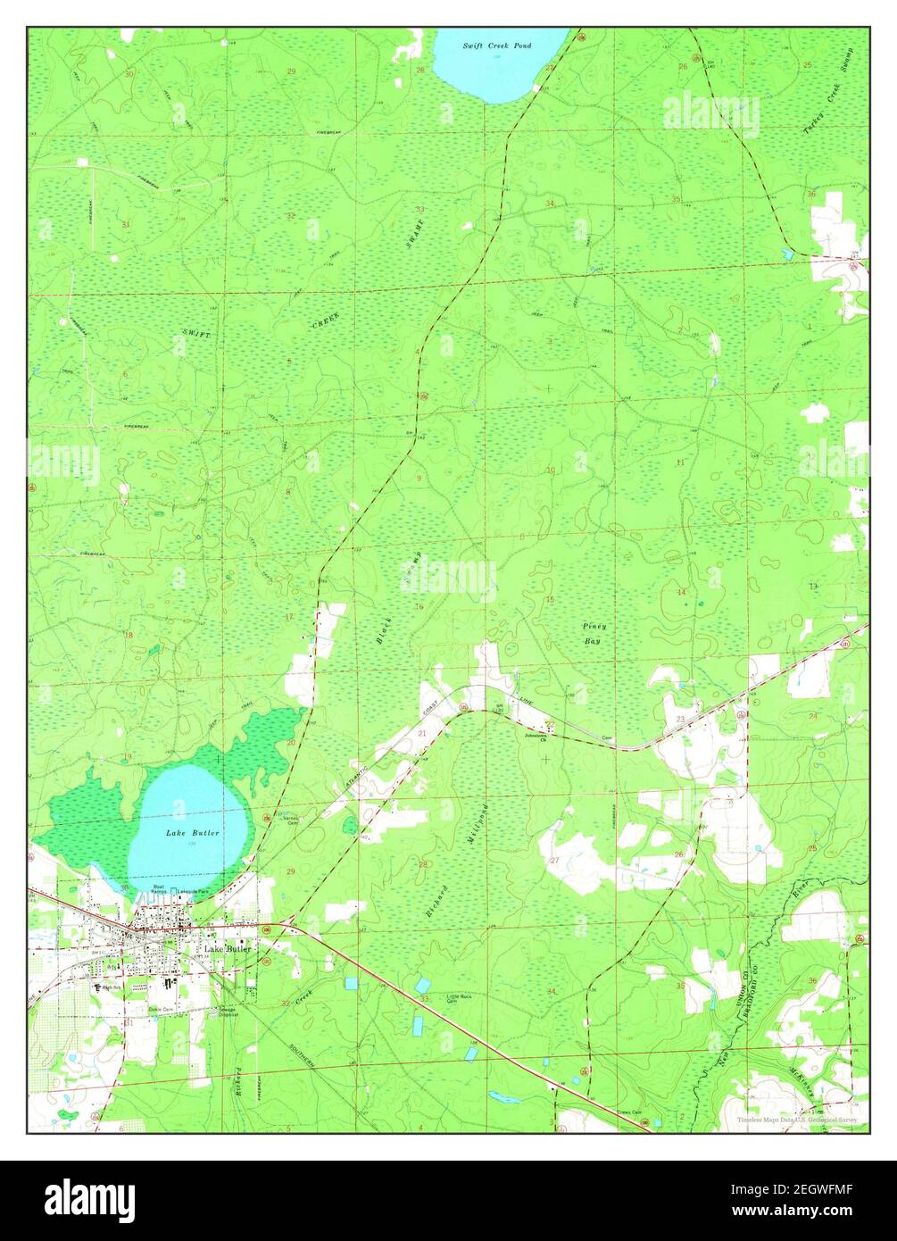 Lake Butler, Florida, map 1966, 1:24000, United States of America by Timeless Maps, data U.S. Geological Survey Stock Photo