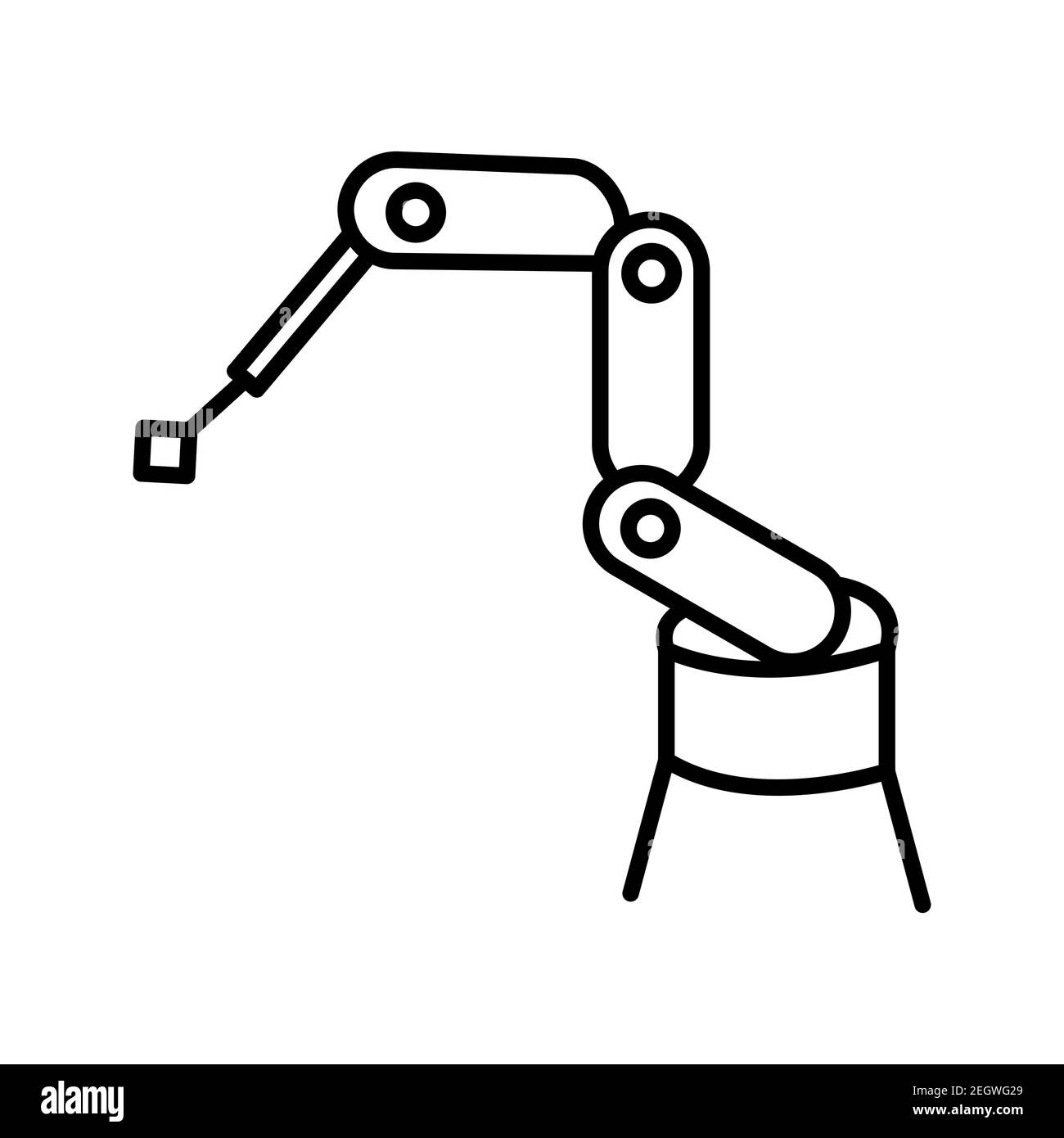 Illustration of an industrial robot line vector icon isolated on white ...