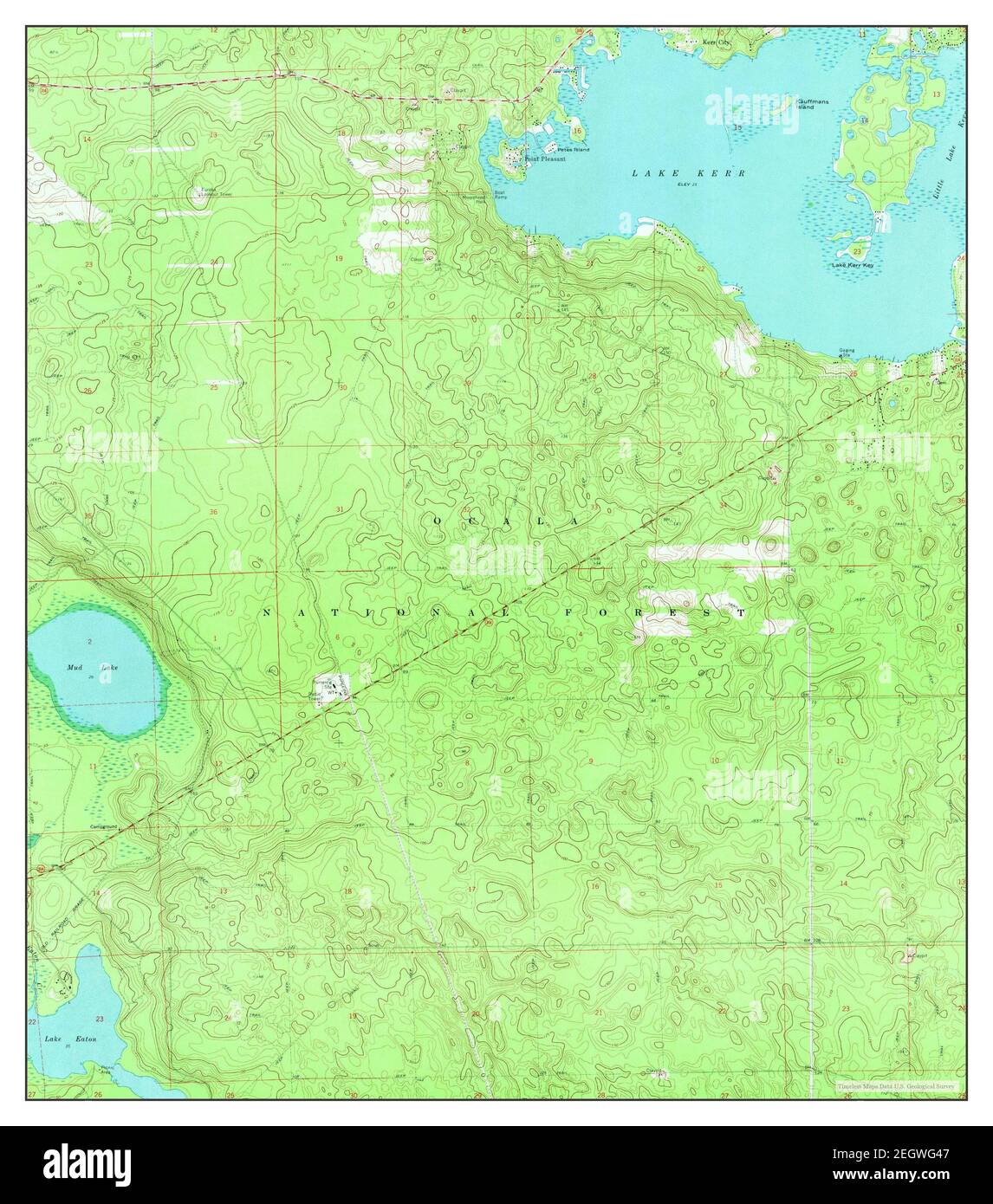 Lake Kerr, Florida, map 1970, 1:24000, United States of America by Timeless Maps, data U.S. Geological Survey Stock Photo