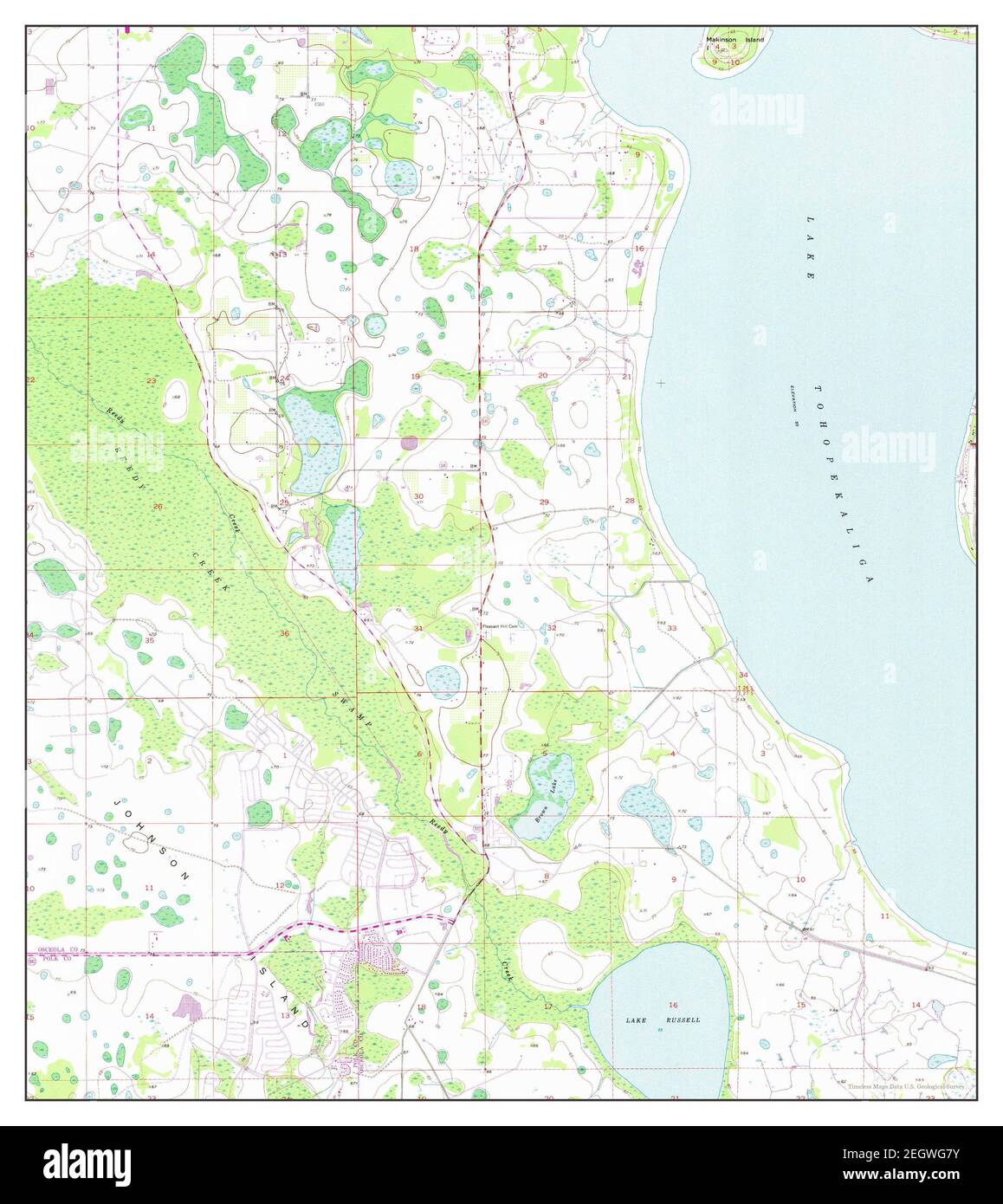 Lake Tohopekaliga, Florida, map 1953, 1:24000, United States of America by Timeless Maps, data U.S. Geological Survey Stock Photo