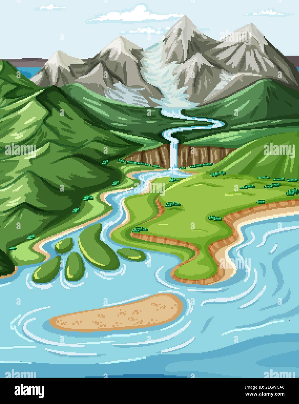 Bird's eye view with nature park landscape scene illustration Stock