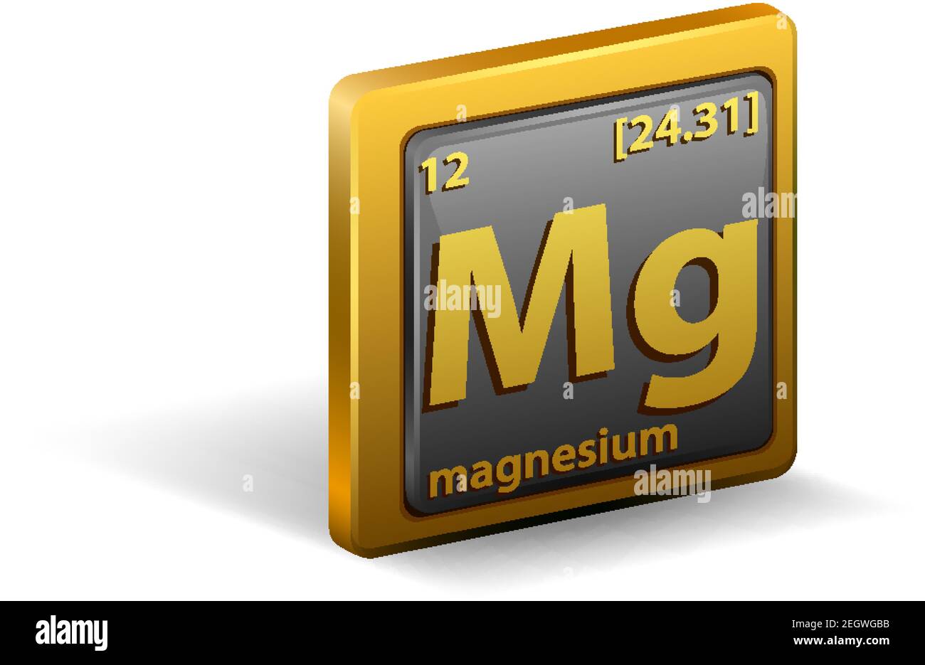 Magnesium chemical element. Chemical symbol with atomic number and