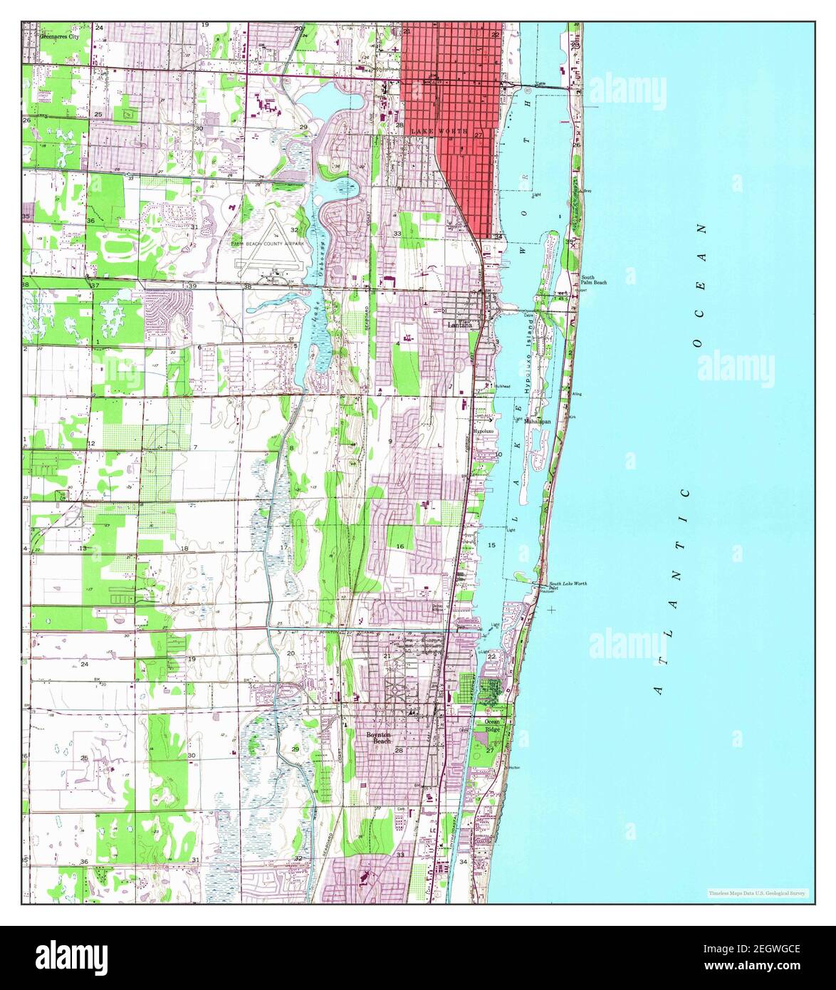 Lake Worth, Florida, map 1945, 1:24000, United States of America by Timeless Maps, data U.S. Geological Survey Stock Photo