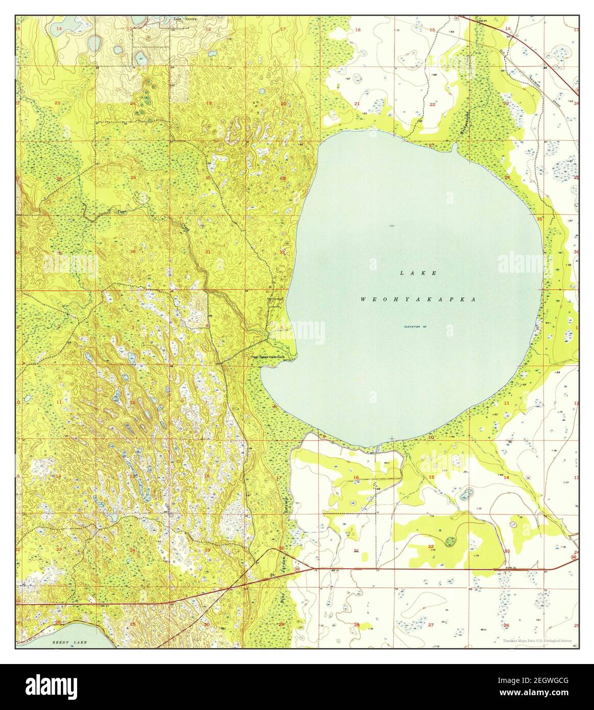 Lake Weohyakapka, Florida, map 1952, 1:24000, United States of America by Timeless Maps, data U.S. Geological Survey Stock Photo