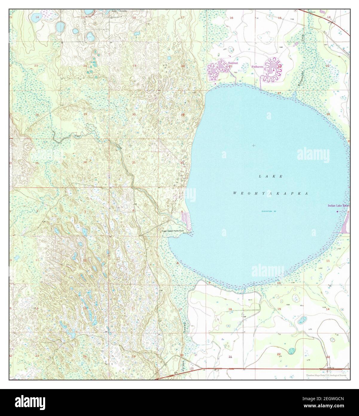 Lake Weohyakapka, Florida, map 1952, 124000, United States of America by Timeless Maps, data U