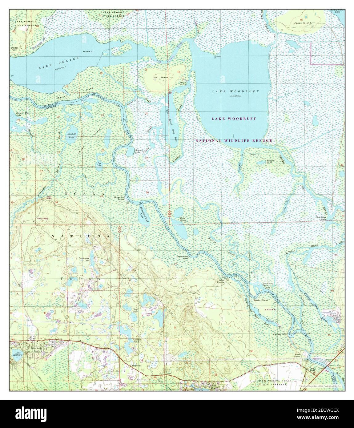 Lake Woodruff, Florida, map 1999, 1:24000, United States of America by Timeless Maps, data U.S. Geological Survey Stock Photo