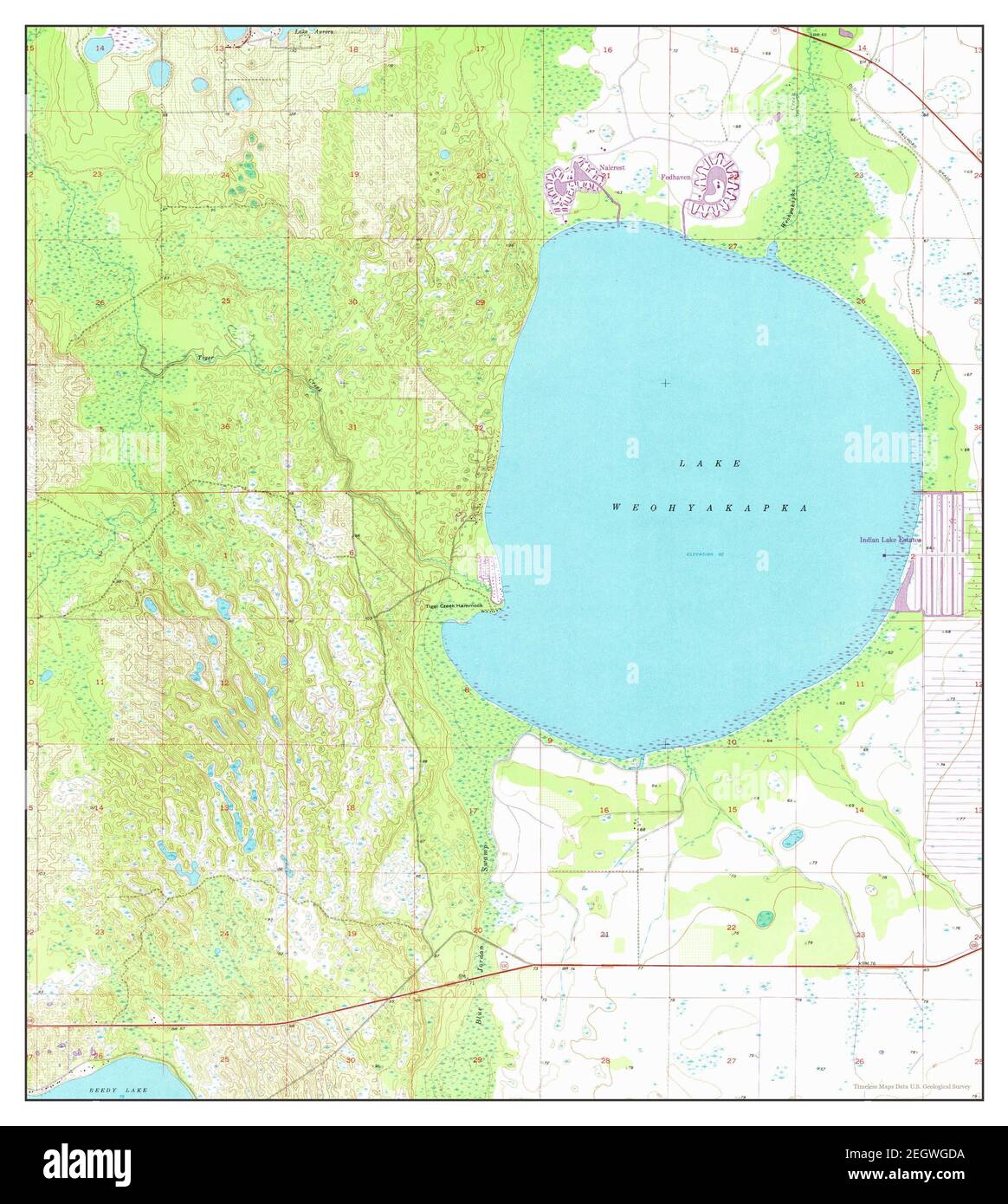 Lake Weohyakapka, Florida, map 1952, 1:24000, United States of America by Timeless Maps, data U.S. Geological Survey Stock Photo