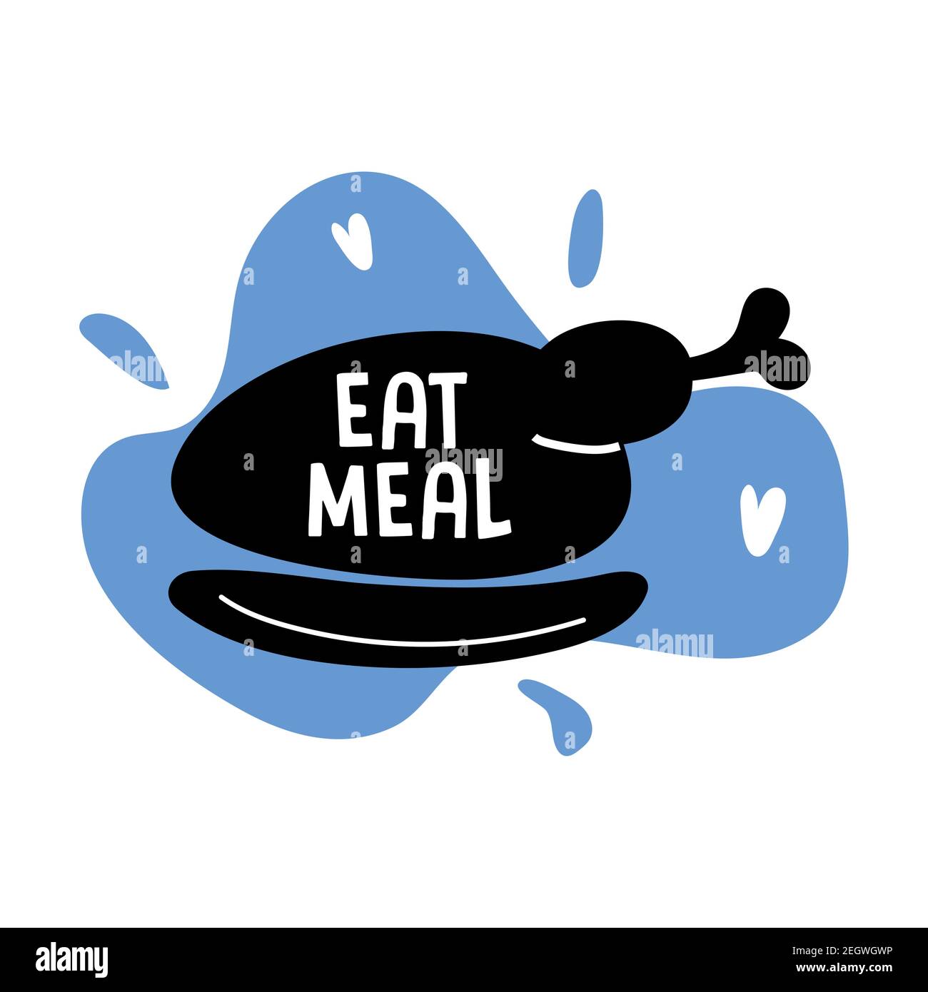 eat meal lettering in chicken silhouette style icon vector illustration ...