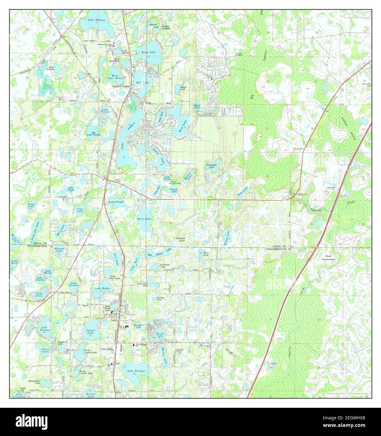 Lutz, Florida, map 1974, 124000, United States of America by Timeless
