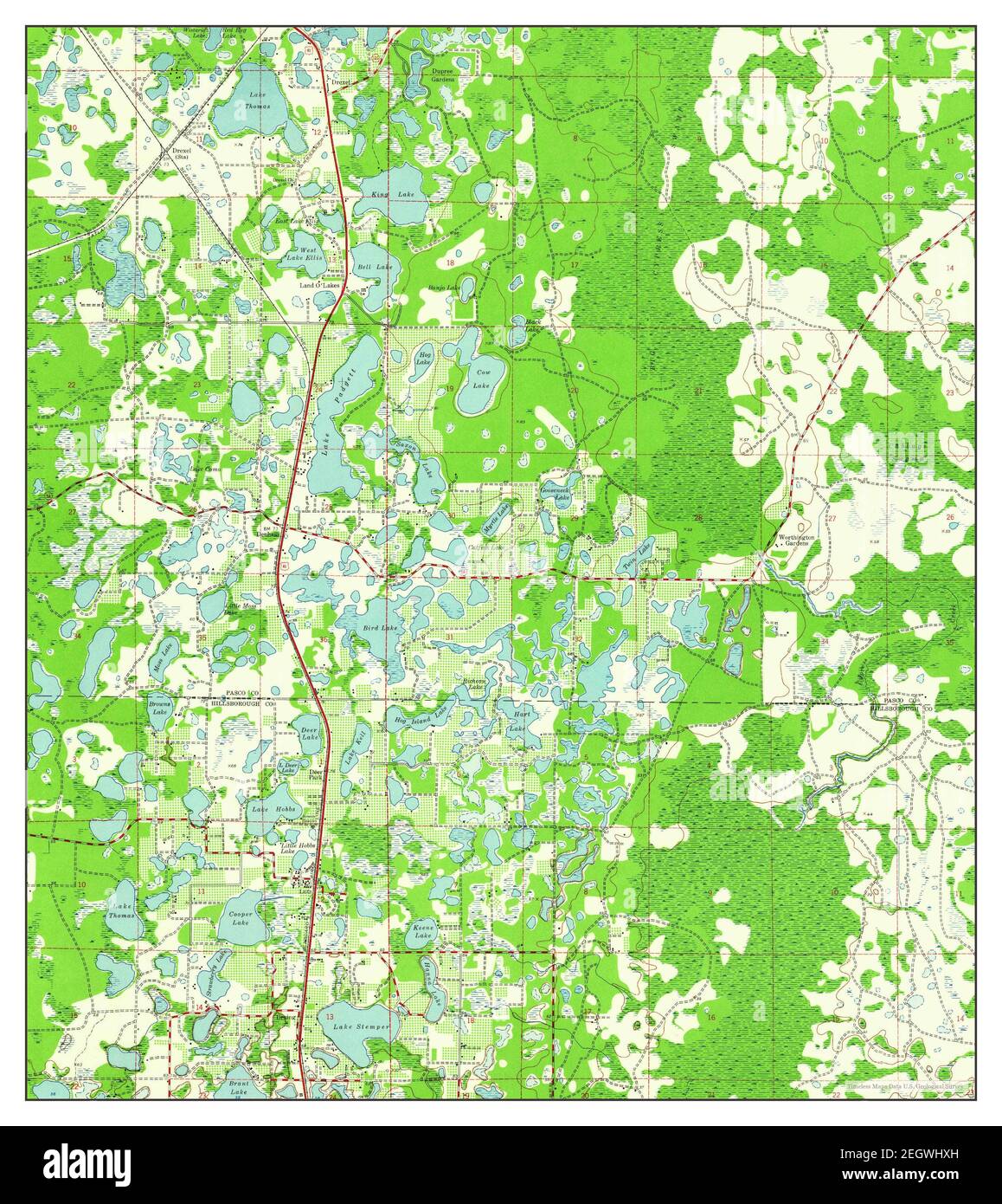 Lutz, Florida, map 1943, 124000, United States of America by Timeless