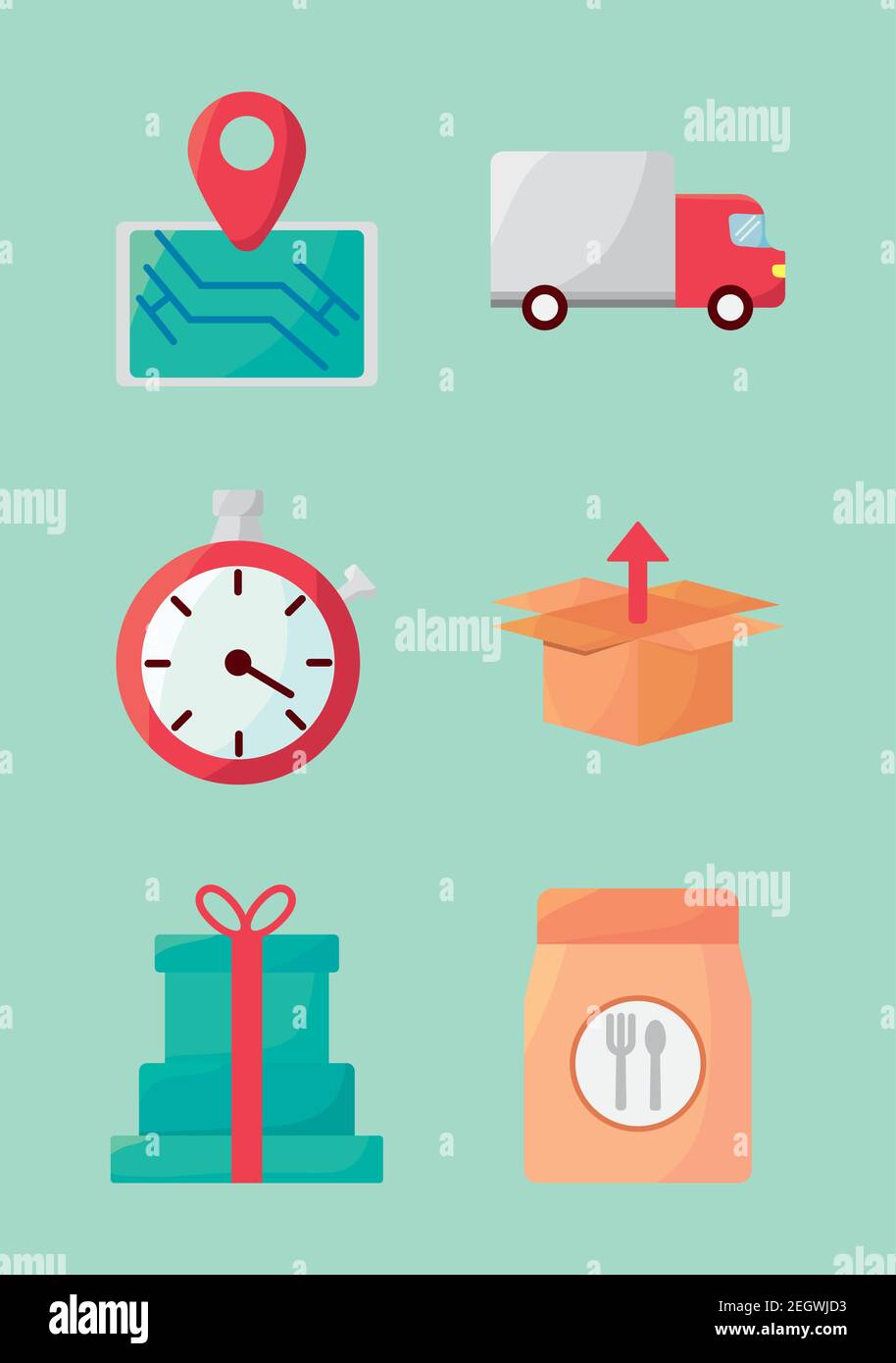 bundle of six delivery service set icons vector illustration design ...