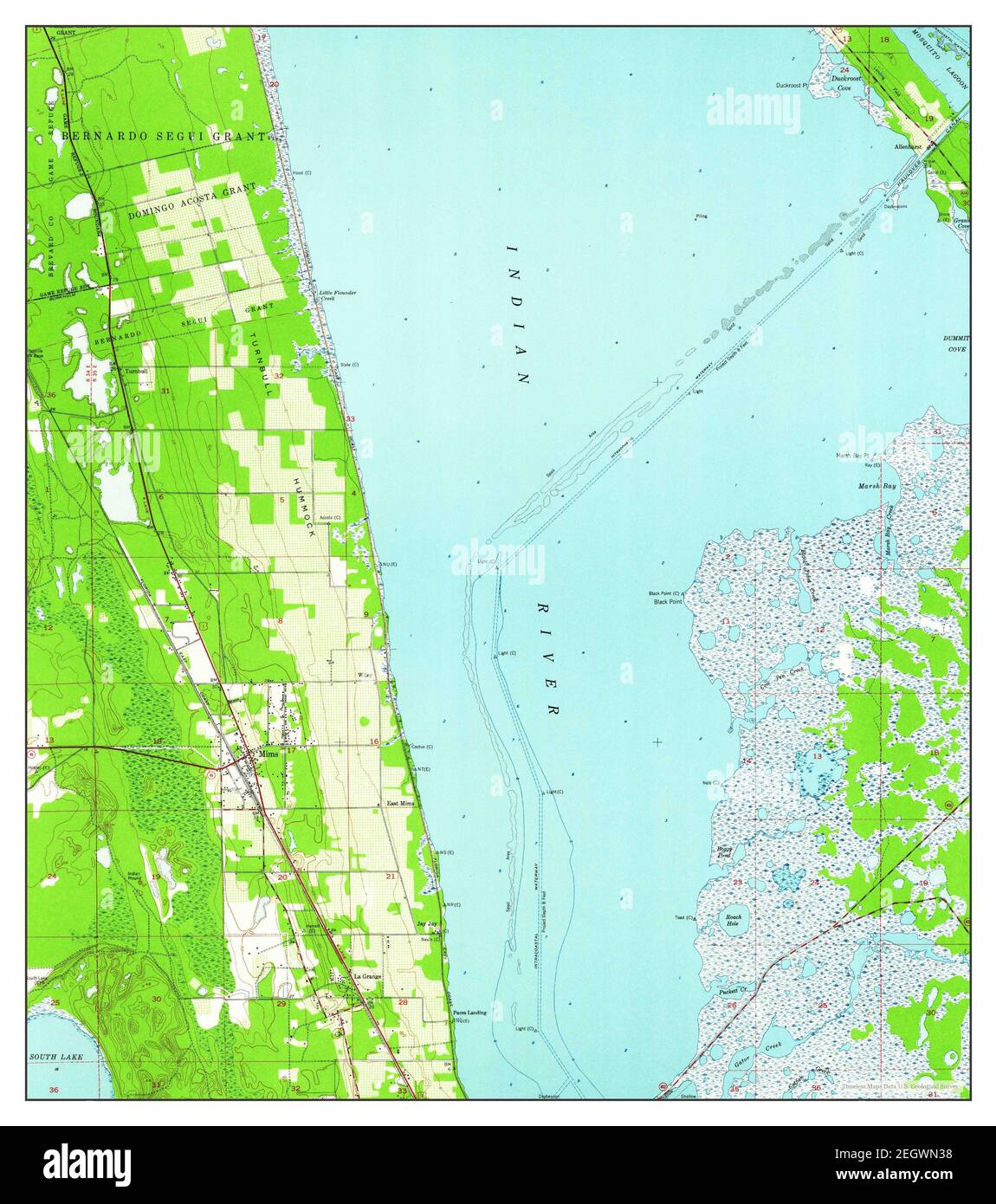 Mims, Florida, map 1949, 124000, United States of America by Timeless