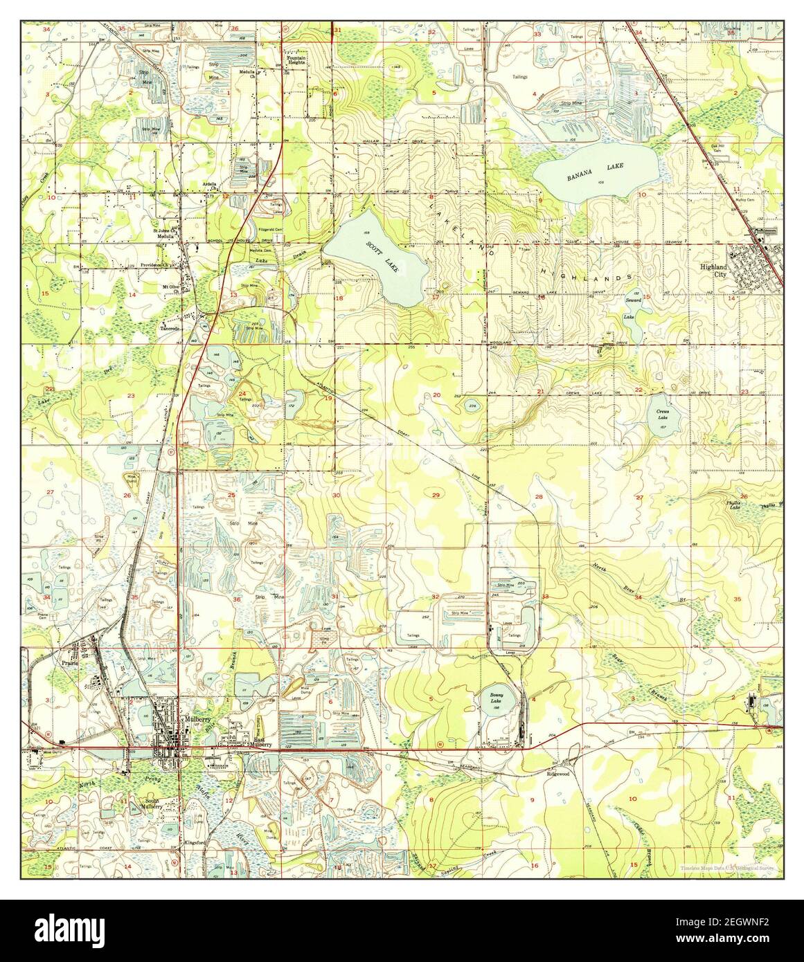 Mulberry, Florida, map 1950, 124000, United States of America by