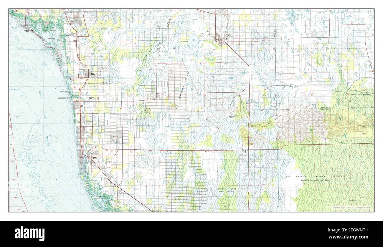 Naples, Florida, map 1985, 1:100000, United States of America by Timeless Maps, data U.S. Geological Survey Stock Photo