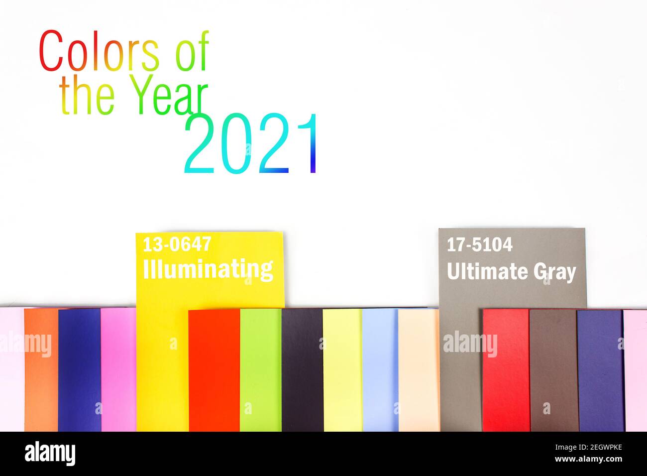 Color trend 2021. Color palette with various samples. Guide of paint