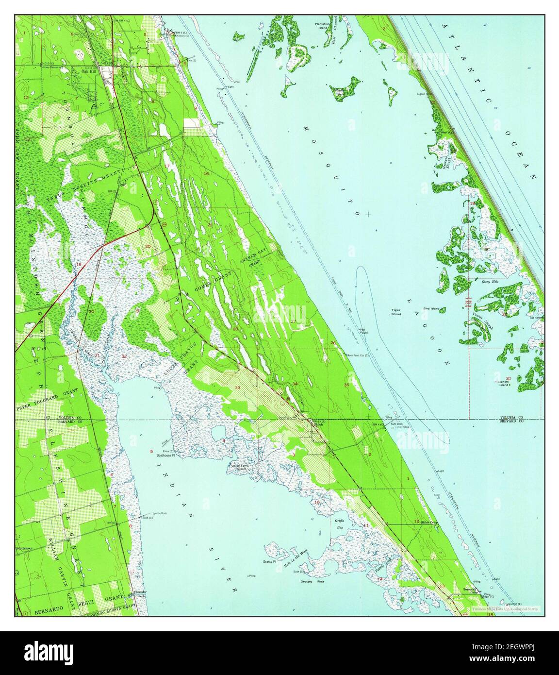 Oak Hill, Florida, map 1949, 124000, United States of America by