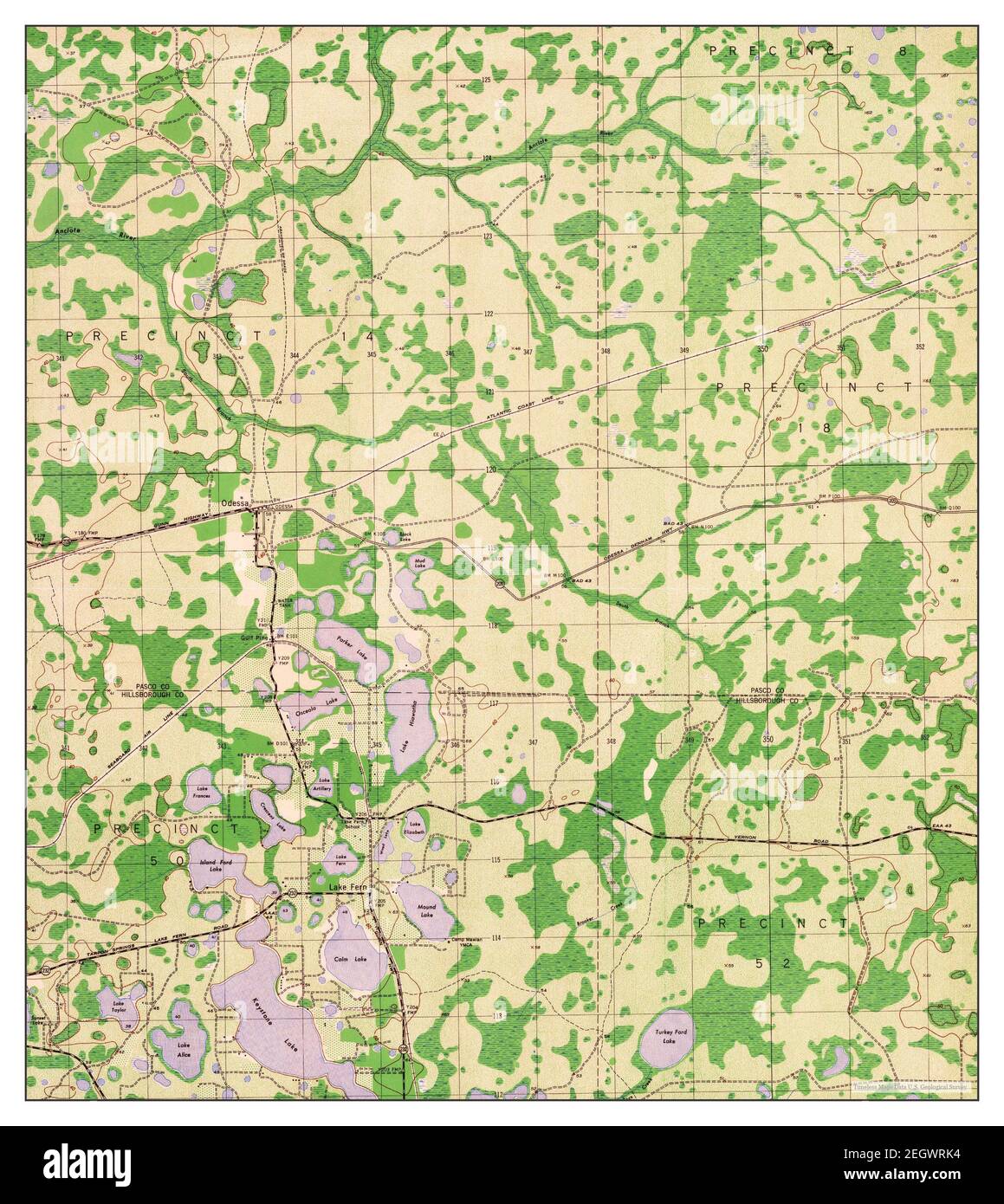 Odessa, Florida, map 1949, 125000, United States of America by