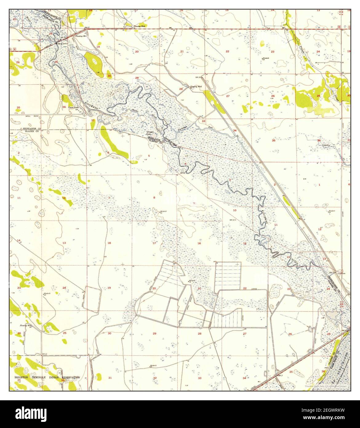 Okeechobee NW, Florida, map 1952, 1:24000, United States of America by Timeless Maps, data U.S. Geological Survey Stock Photo
