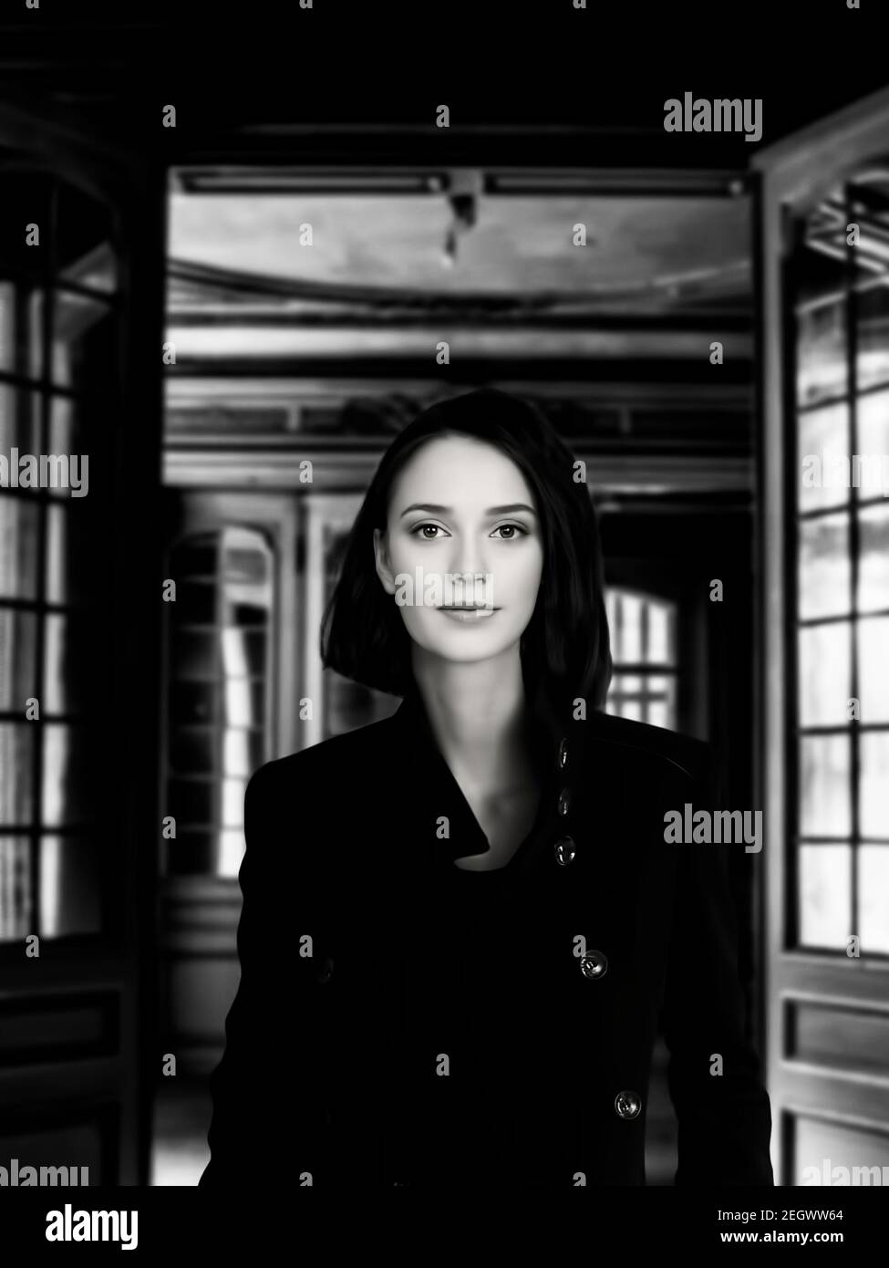 Monochrome portrait young woman hi-res stock photography and images - Alamy