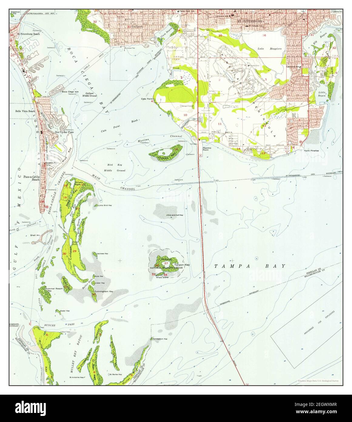 PassAGrille Beach, Florida, map 1956, 124000, United States of America by Timeless Maps, data