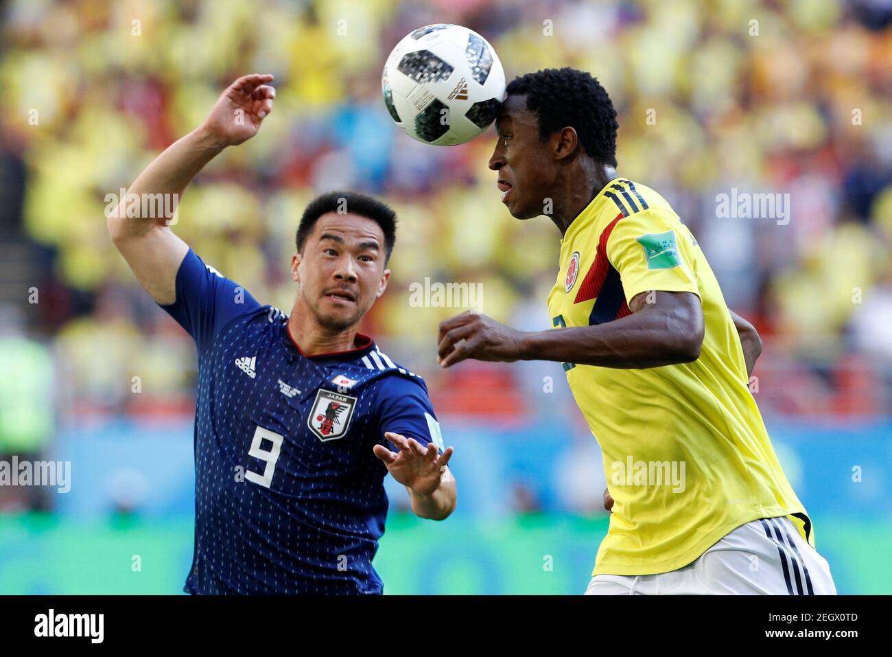 Soccer Football World Cup Group H Colombia Vs Japan Mordovia Arena Saransk Russia June 19 18 Japan S Shinji Okazaki In Action With Colombia S Oscar Murillo Reuters Darren Staples Stock Photo Alamy