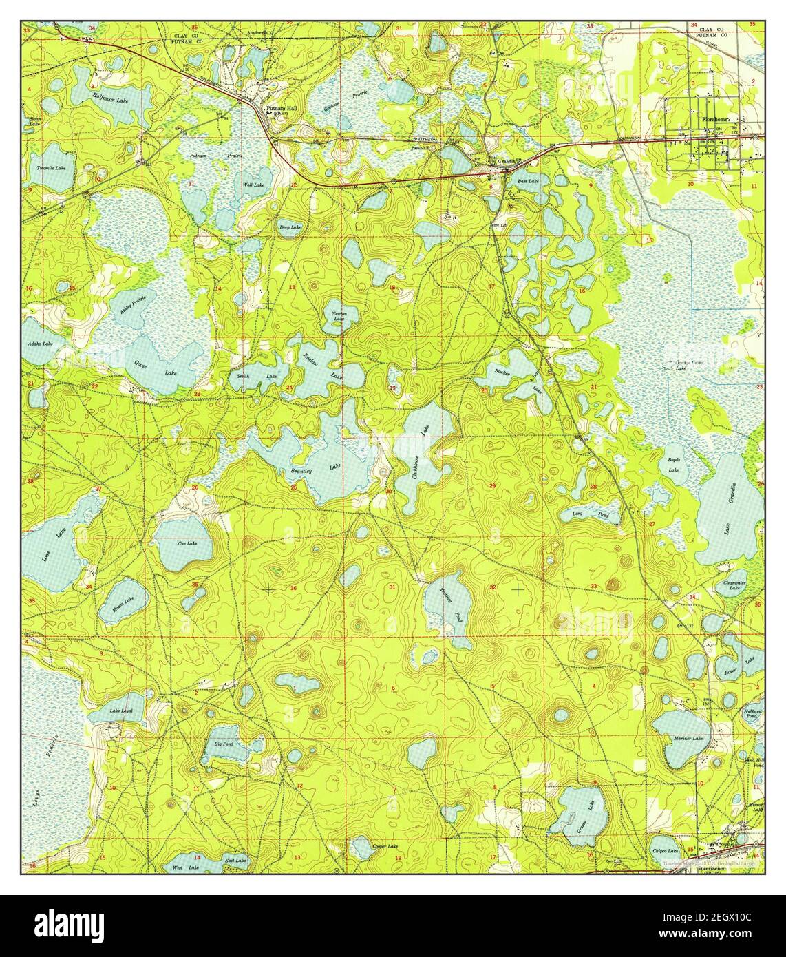 Putnam Hall, Florida, map 1949, 124000, United States of America by