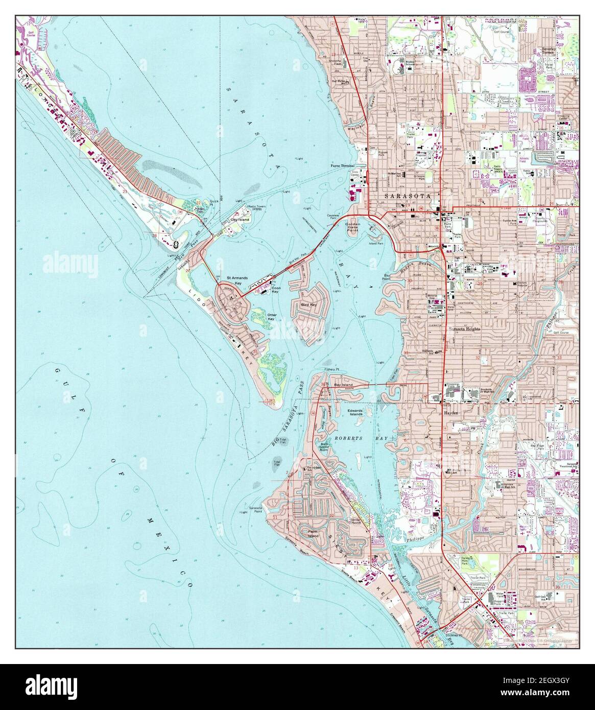 Sarasota, Florida, map 1973, 124000, United States of America by Timeless Maps, data U.S