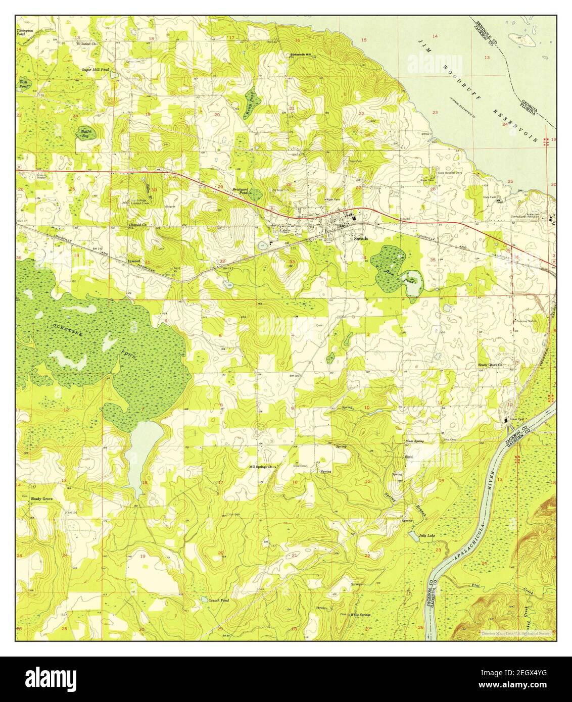 Sneads, Florida, map 1954, 124000, United States of America by