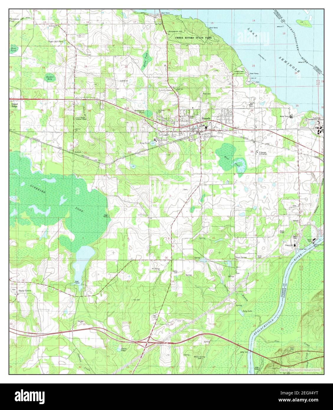 Sneads, Florida, map 1982, 124000, United States of America by