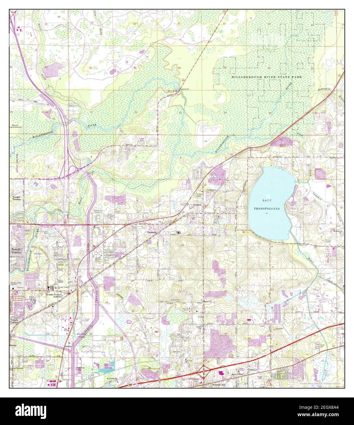 Thonotosassa, Florida, map 1974, 124000, United States of America by