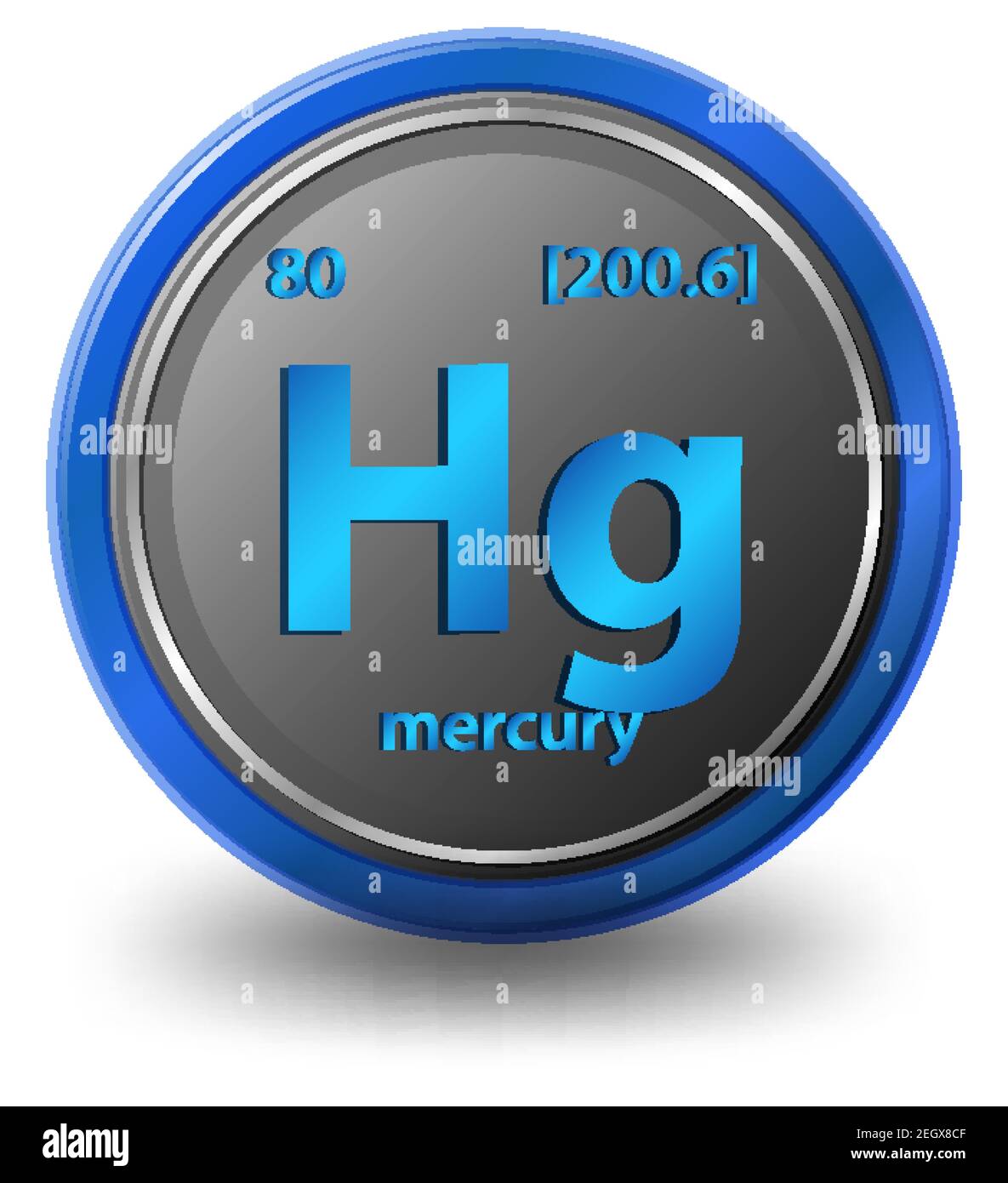 Mercury chemical element. Chemical symbol with atomic number and atomic