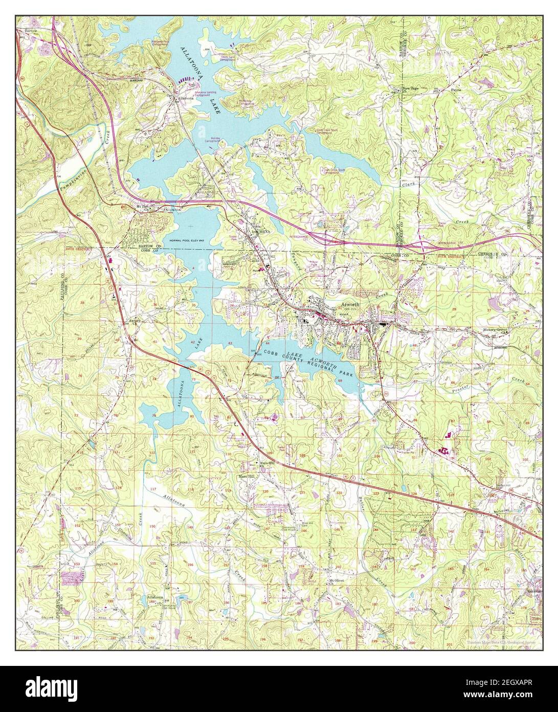 Acworth, map 1956, 124000, United States of America by