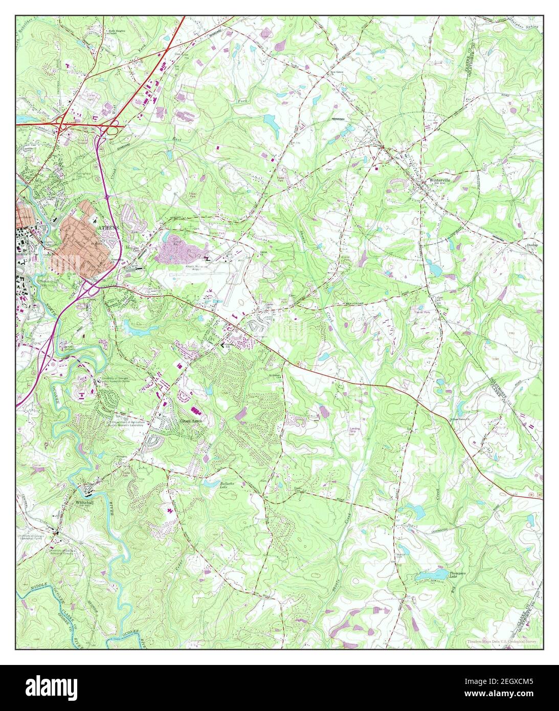 Athens East, map 1964, 124000, United States of America by Timeless Maps, data U.S