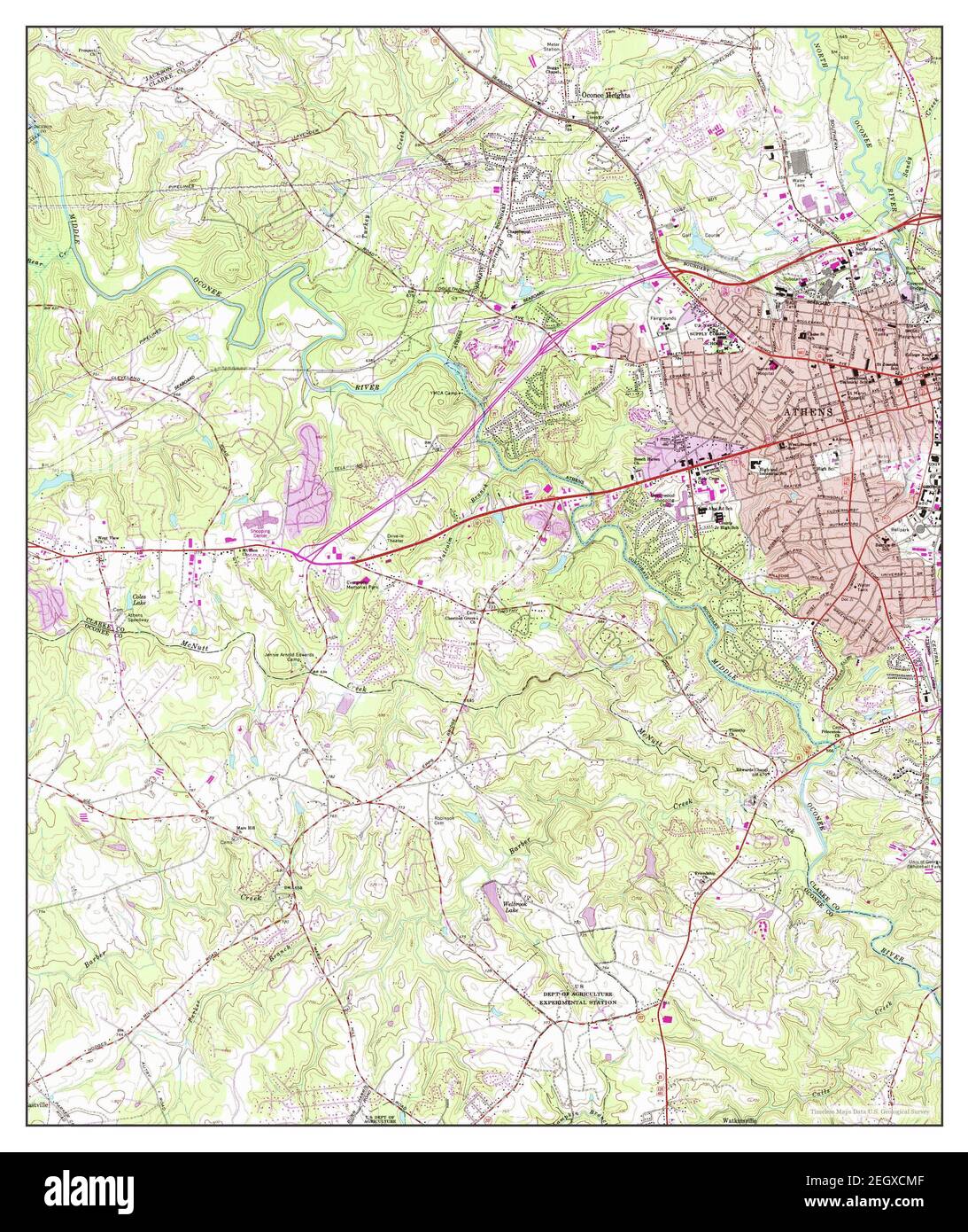 Athens West, map 1964, 124000, United States of America by