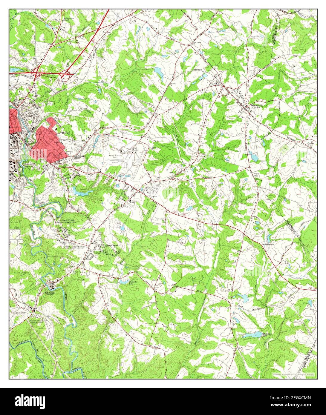 Athens East, map 1964, 124000, United States of America by Timeless Maps, data U.S